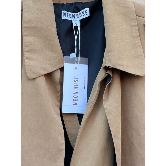 Neon Rose ASOS Camel Taupe Duster Trench Coat Belted Lightweight NWT Small - Picture 7 of 7